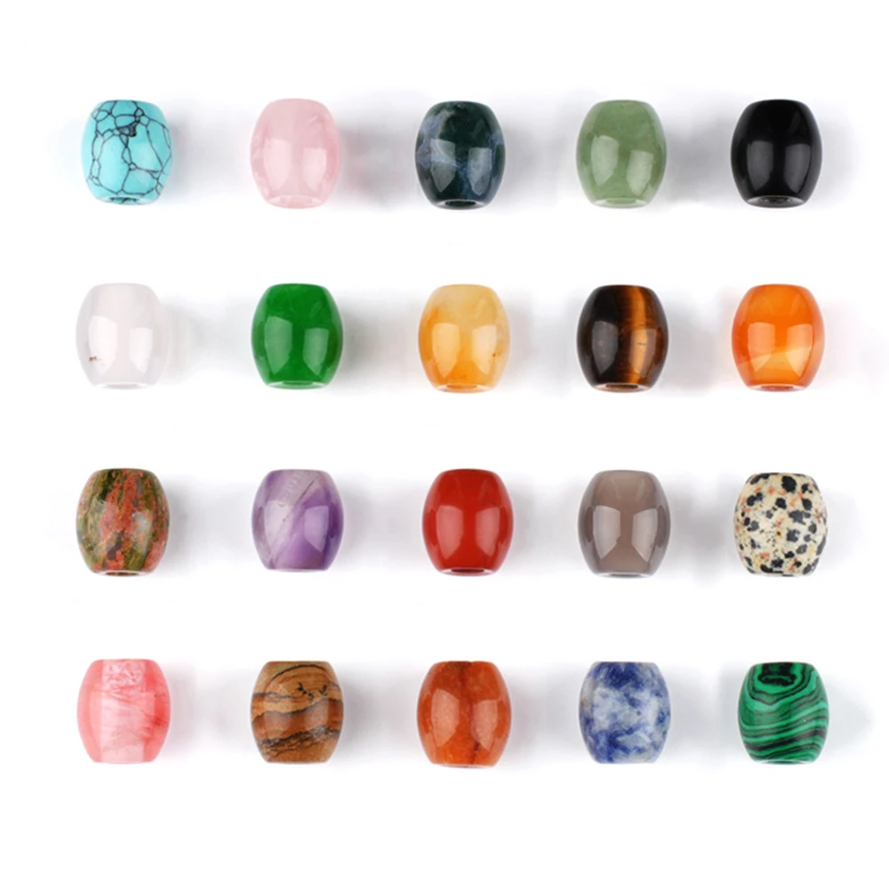 AE96 16x18mm Natural Stone Beads Turquoise Wood Jasper Opal Big Hole Oval Shape Loose Beads for DIY Handmade Jewelry Making