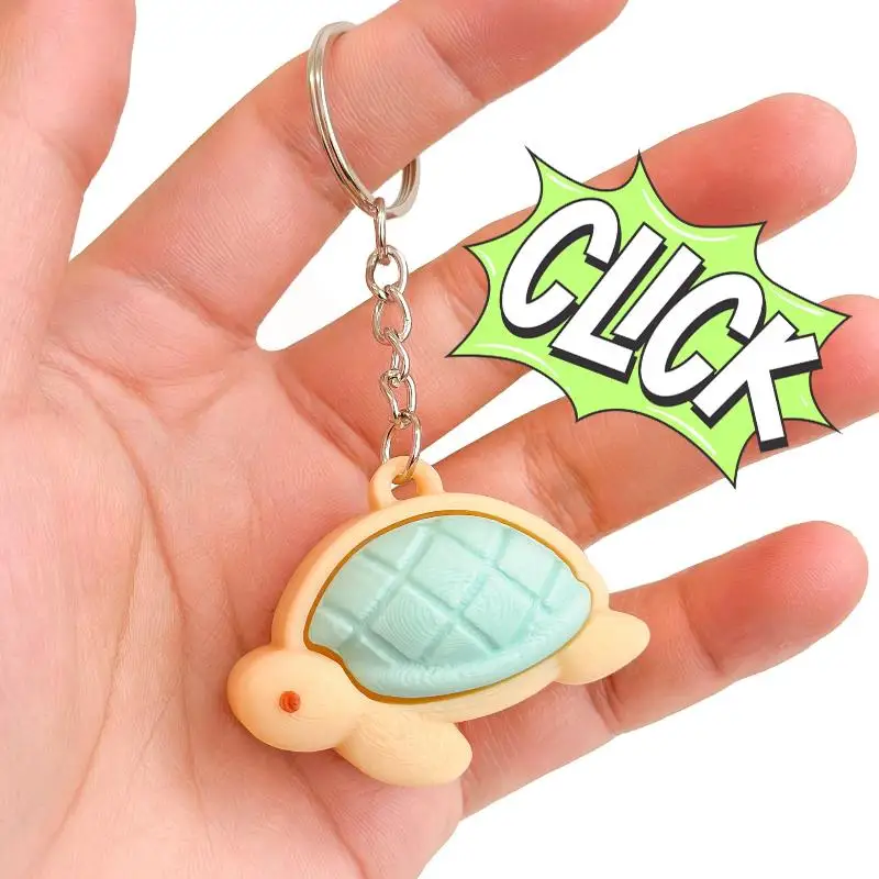 3D Printed Turtle Clicker Keychain Toy Cute Desk Fidget Stress Relief for Work Study Relaxation