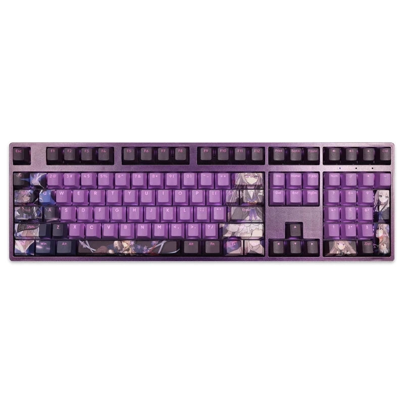 108 Tasten/Set Honkai Star Rail Herta Keycap Pbt Dye Subbed Hintergrund beleuchtete Keycaps Anime Gaming Key Caps für Ansi 61 87 Layout