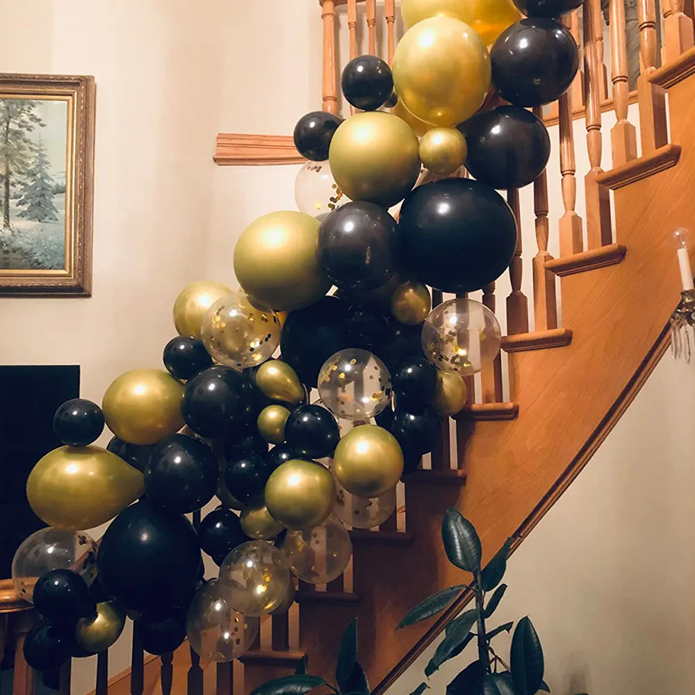 Black Gold Balloon Garland Arch Kit Confetti Latex Balloon 30th 40th 50th Birthday Party Balloons Decorations Adults Baby Shower