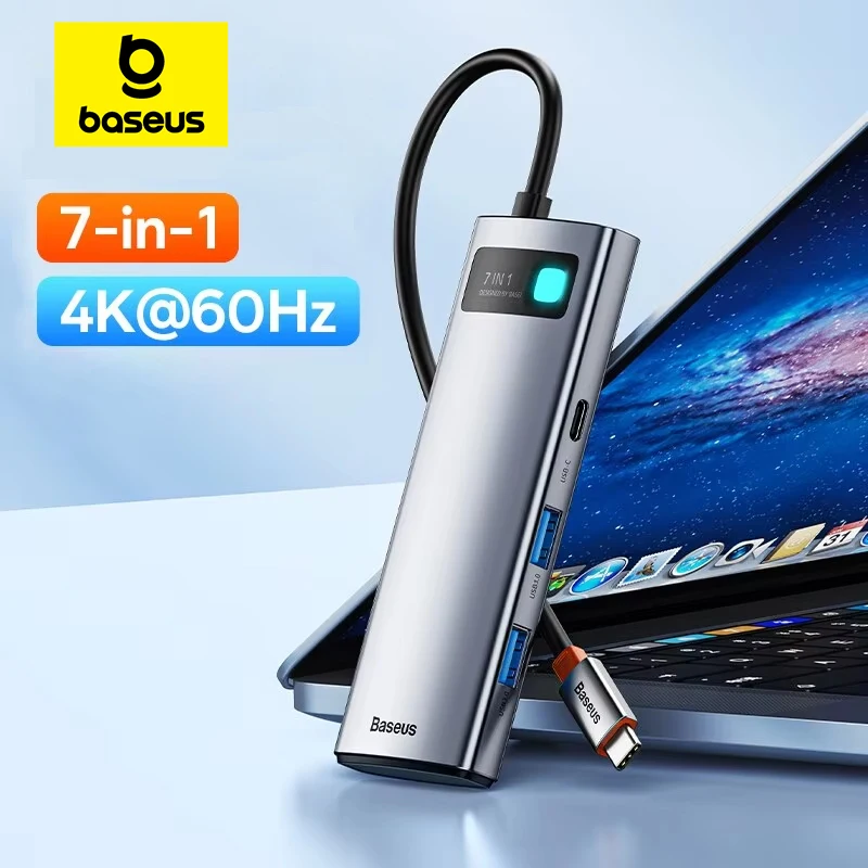 Baseus 7-in-1 gen 2 usb cハブ4k @ 60hz hdmi 3 * usb 3.0 pd 100wタイプcポートsd/tfカードリーダー用macbook ipad m2 m1スチームデッキ