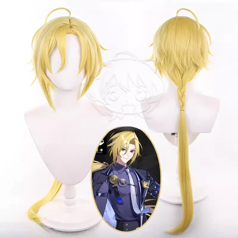 Hugo Vlad Cosplay Wigs Game Zenless Zone Zero Dress Up Wigs Unisex Yellow Long Straight Hair Halloween Party Costume Accessories