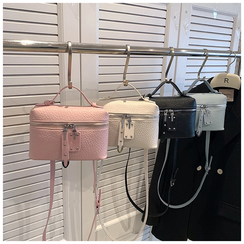 

Весенне-летняя женская простая сумка, однотонная квадратная сумка через плечо на молнии из искусственной кожи, французская повседневная модная женская сумка-коробка