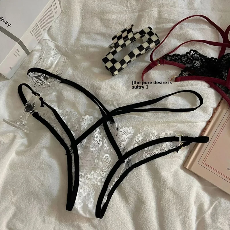 سراويل داخلية من الدانتيل رفيعة متقاطعة للنساء سراويل داخلية مثيرة شبكية قابلة للتنفس سراويل مثلثة منخفضة الخصر للغاية سراويل داخلية رفيعة #3
