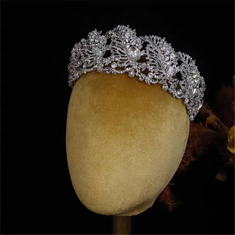 

CC Queen Crown Wedding Accessories Bridal Jewelry Leaf Shape Tiars for Women Engagement Headbands 100% Handmade Coronets AN099