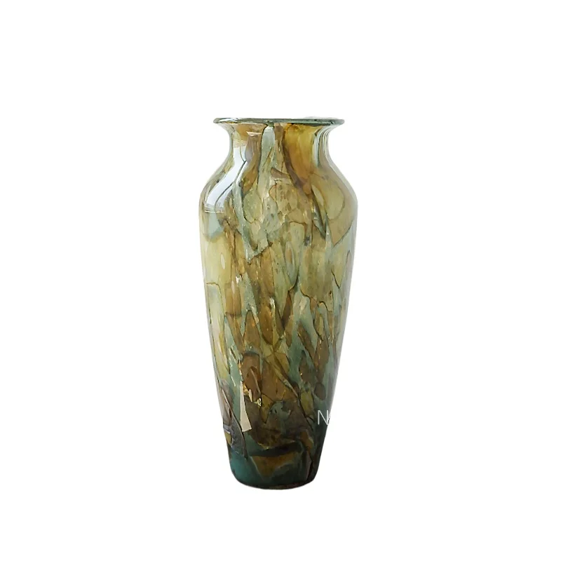 

Modern simple retro rock texture handmade glazed vase art advanced light luxury hydroponic lily flower arrangement ornament