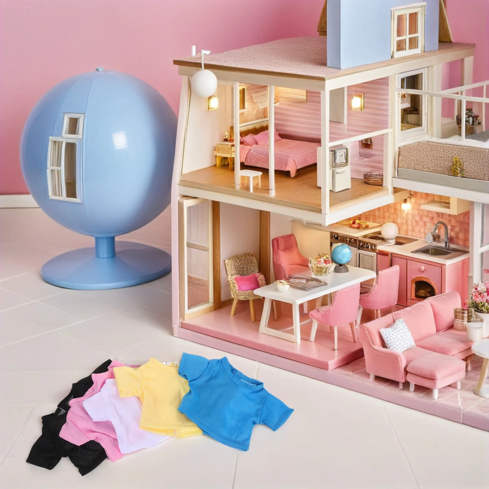 

5 шт., футболки с медведем, однотонная одежда с короткими рукавами для 18-дюймового костюма с мягкими животными, мягкий удобный комплект рубашек с медведем