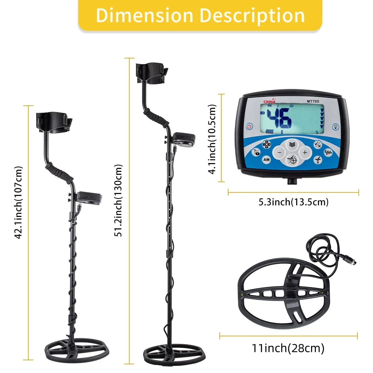 Treasure Hunter MT705 Professional Underground Metal Detector Scanner Metal Detecting IP68 Waterproof Pinpointer with Headphone