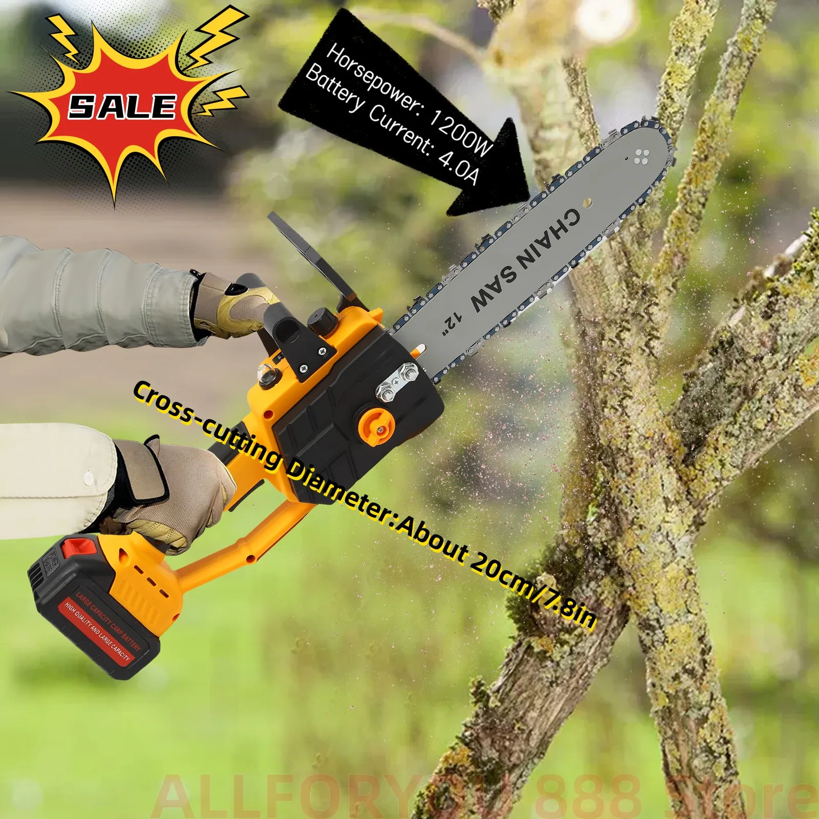 12 Inch Portable Cordless Chainsaw Electric Handheld Chain Saw with Battery and Charger