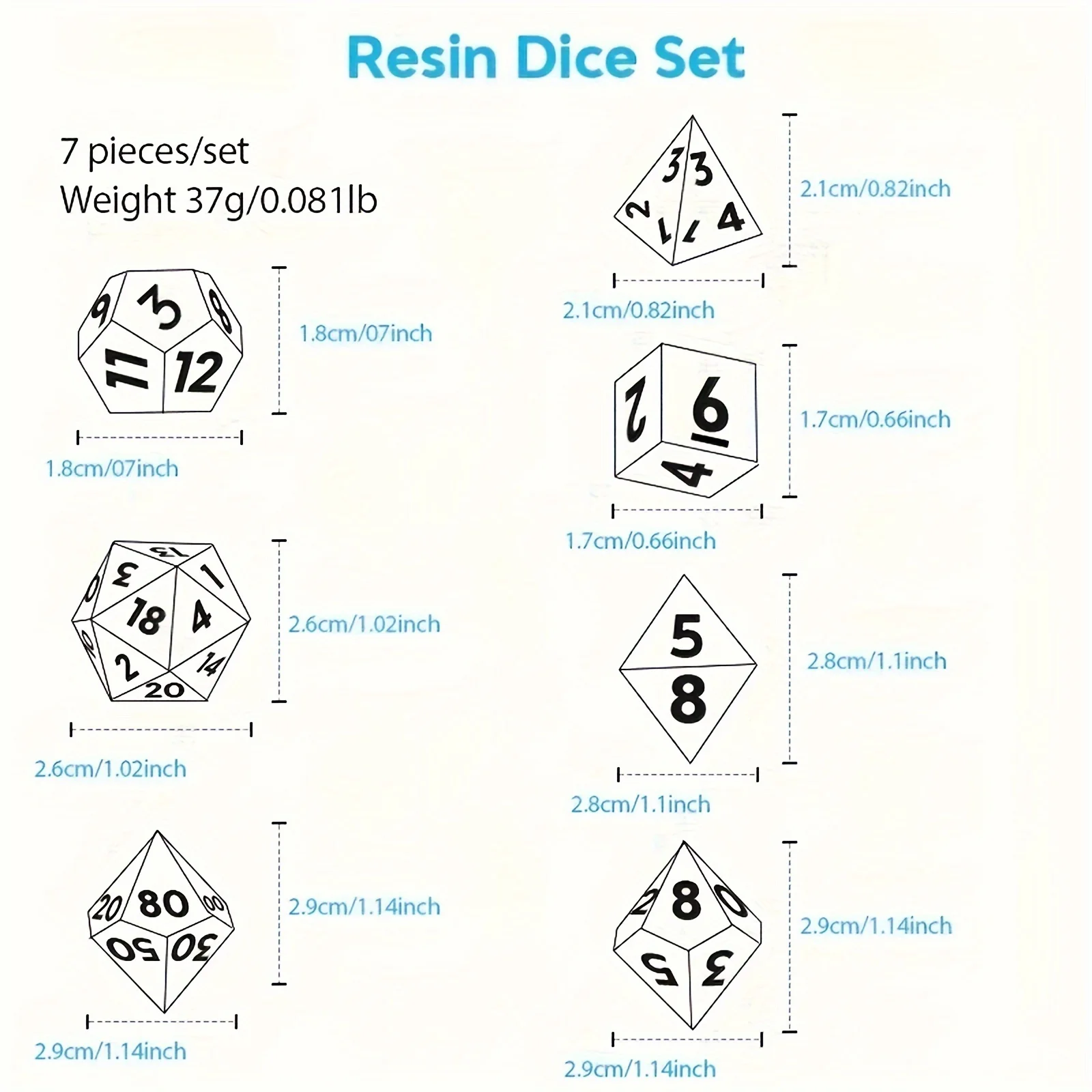 Set dadu pasir cair DND, 7 dadu polihedral, dadu permainan peran D & D, cocok untuk permainan papan RPG, perlengkapan pesta