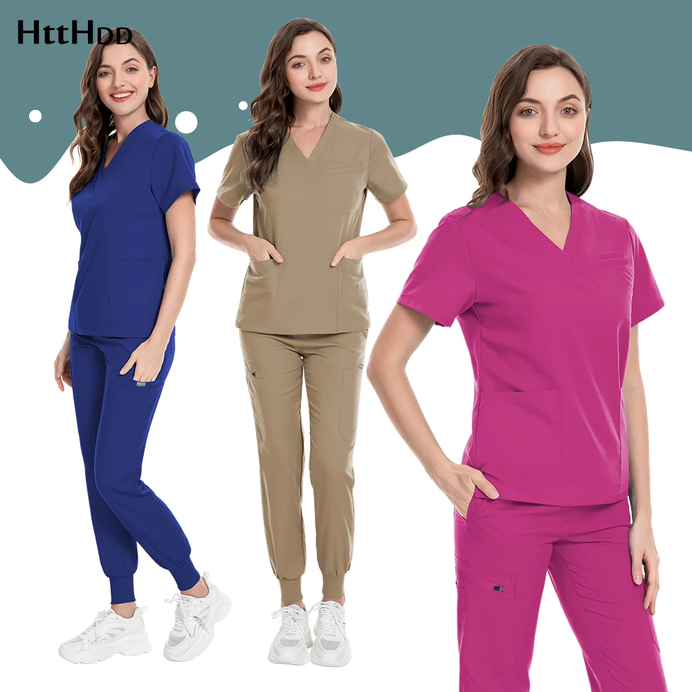 

High Quality Surgical Uniform Nurse Accessories Healthcare Nursing Work Clothes Dental Clinic Veterinary Pet Shop WorkWear Women