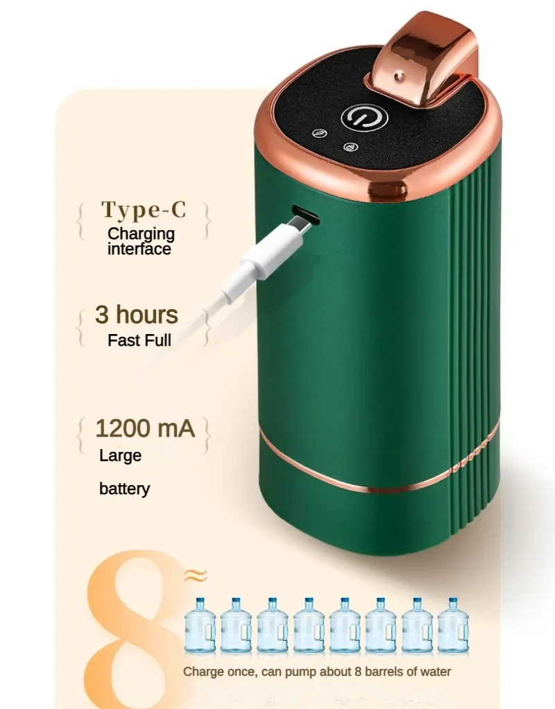 Dispensador de agua para botella de galón Universal, bomba de agua eléctrica, dispensador de agua potable portátil con carga USB