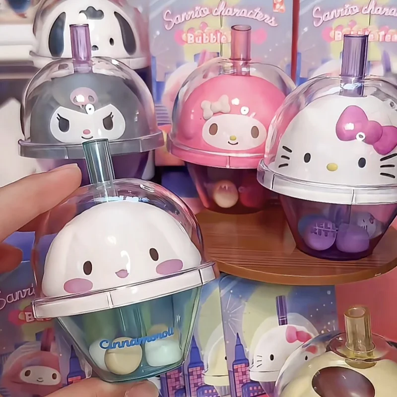 

Sanrio пузырьковая чайная серия, фигурка Hello Kitty Kuromi My Melody Cinnamoroll Purin понравико кавайная аниме фигурка, игрушка, подарок для детей