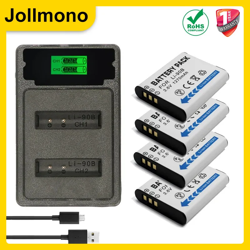 Li-90B DB-110 Battery + Charger for Olympus Tough TG-5 TG-4 TG-6 TG-2 TG-1 SH-1 SH-2 SH-60 SH-5