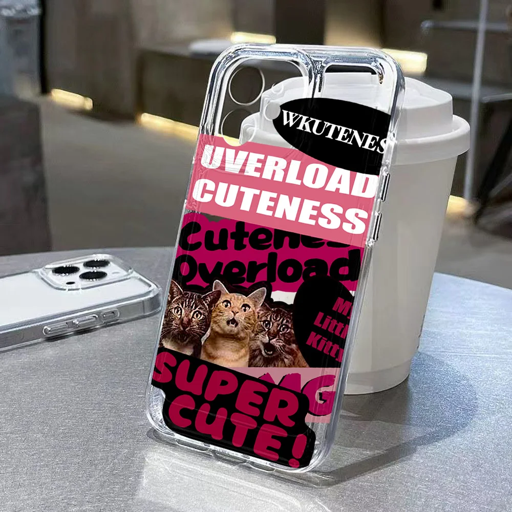 INS Cute Cat Animal Phone Case For iPhone 13 11 12 14 15 16 Pro Max X XS Max XR SE 2020 7 8 Plus Soft Silicone Protective Cover