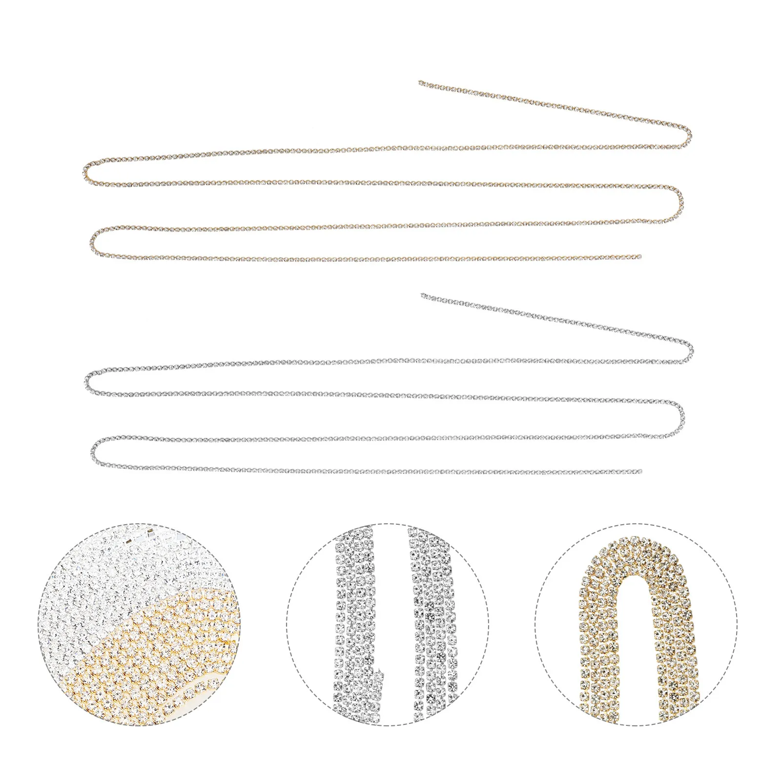 2Pcs Nail Chain Rhinestones Manicure Jewelry Creative Shapes Long-Lasting Nail Decoration Accessories for Parties Weddings