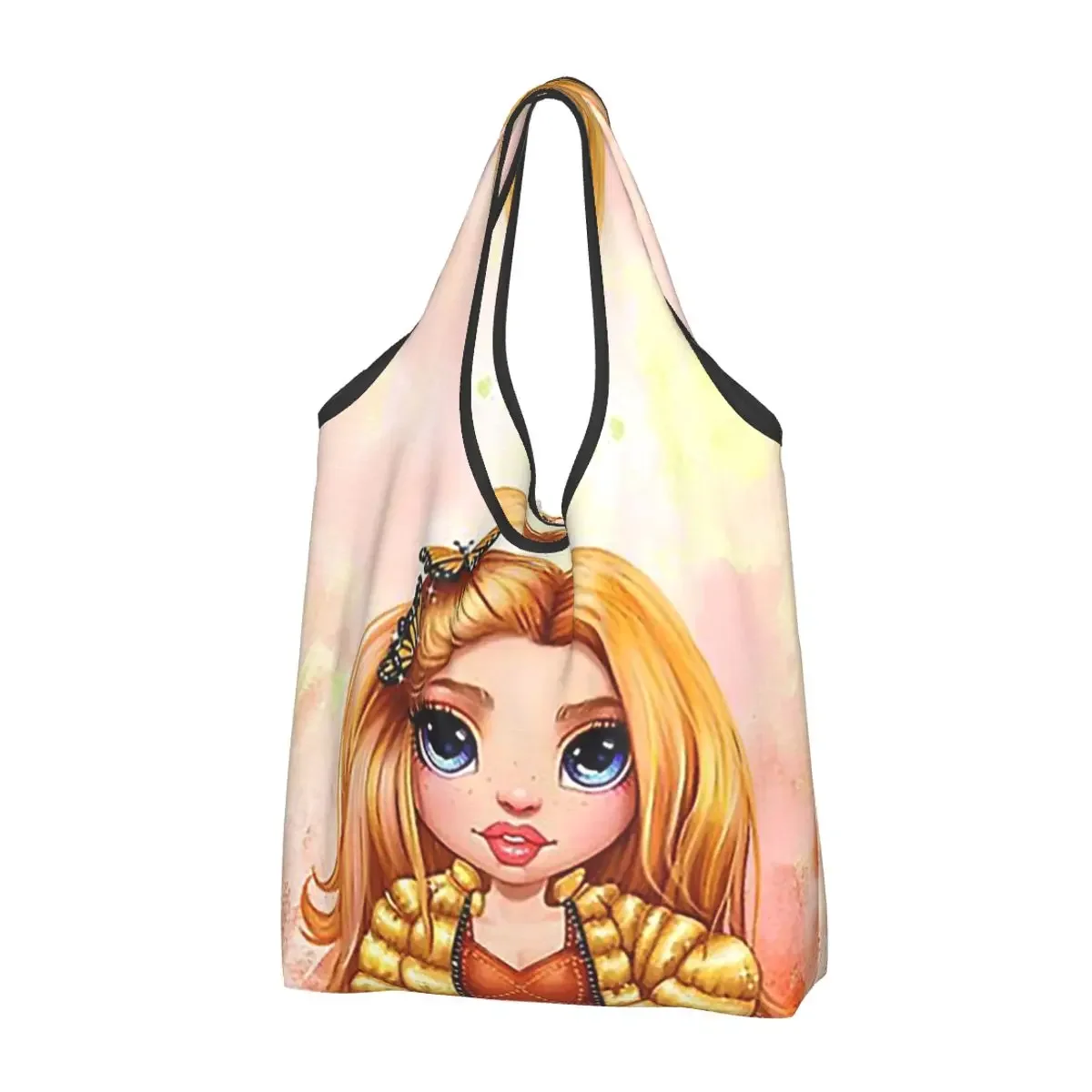 Bolso de compras portátil Rainbow High Poppy Rowan, bolso de compras plegable, bolso de hombro para comestibles