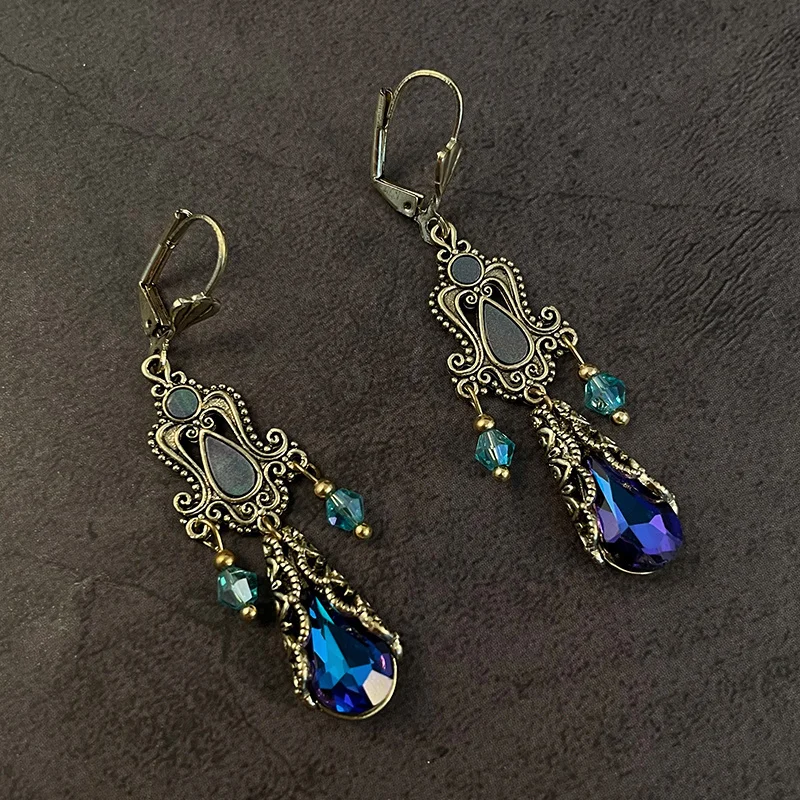 

Women's Luxury Copper Jewelry - Elegant Water Drop Synthetic Gemstone Dangle Earrings