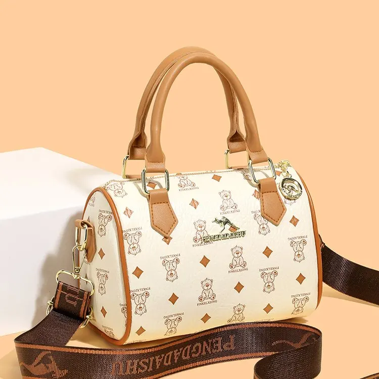 

Элегантная текстурированная сумка Boston, сумка через плечо с принтом медведя, стильная и универсальная сумка через плечо на каждый день