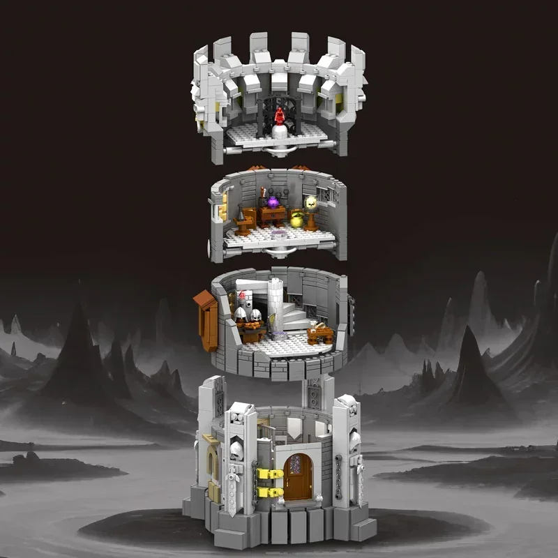 1818PCS Middle Ages Wizard Tower Model Building Blocks Magic World Stone Pagoda Architecture Model Ideas DIY Toy Adult Xmas Gift