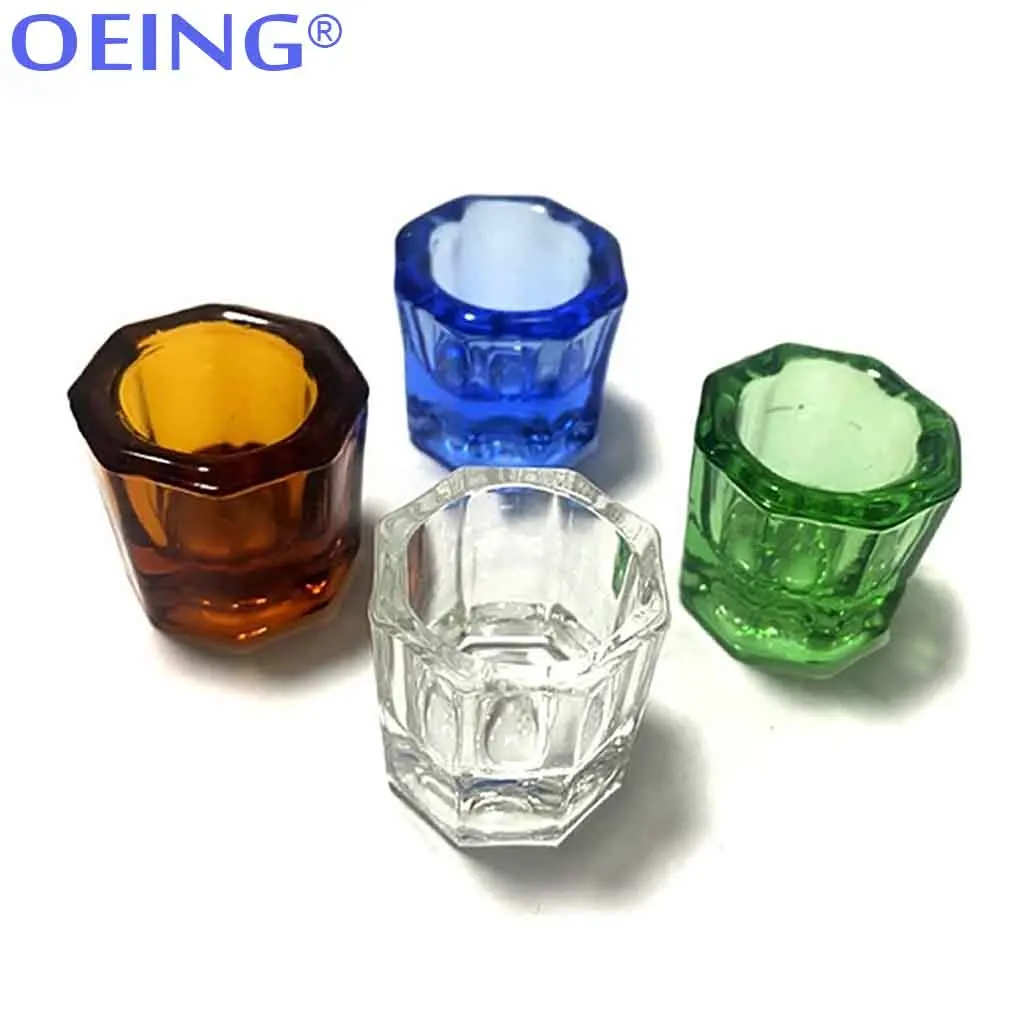 12Pcs/Pack Dental Mixing Bowls Glass Dappen Dishes Tiny Mixing Bowl Octagonal Mixing Cups Glassware Household Dentist Container