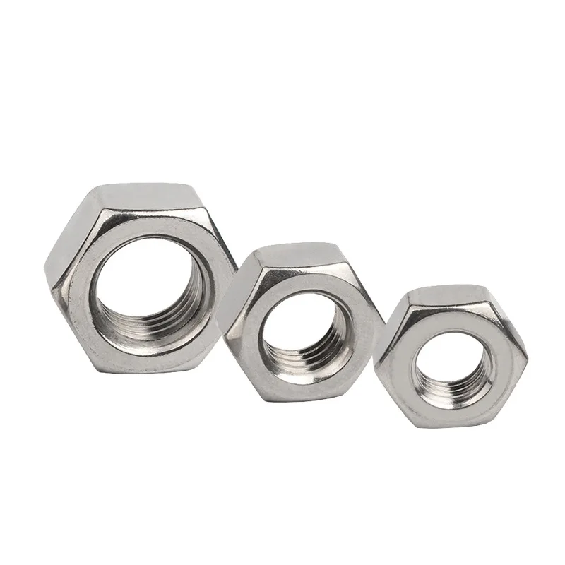 1/2/5/10/20/50pcs 304 A2-70 Stainless Steel Hex Hexagon Nuts Right Tooth Nuts Right Hand Thread Hex Nut M1~M27