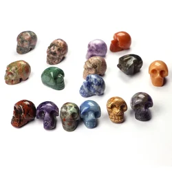 20pcs Natural Stone Carved Vintage Charm Terminator Skull Head Beads for Men Women Pendant Keychain Crystals Jewelry Accessories