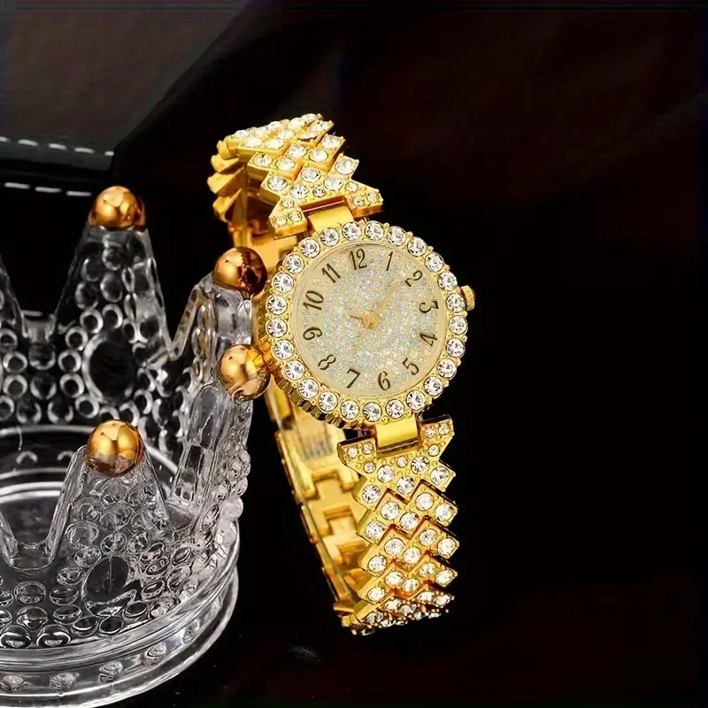 2pcs gorgeous, elegant and fashionable women's quartz watch+bracelet set, worn for daily and formal occasions, as a gift for her