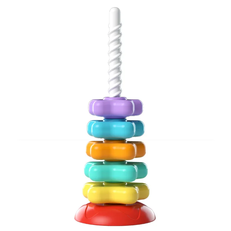 Rainbow Rotating Tower Stacking Joy 6-month-old Baby Rotating Joy 1-2 Year Old Baby Toy Puzzle Early Education 9-month