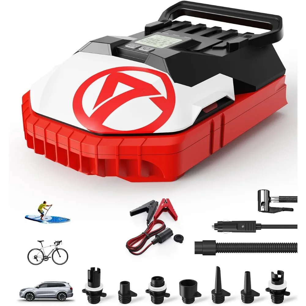 

Электрический воздушный насос для надувной, автомобильный шинный насос 60PSI для накачивания и дефляции с автомобильным разъемом 12 В постоянного тока и