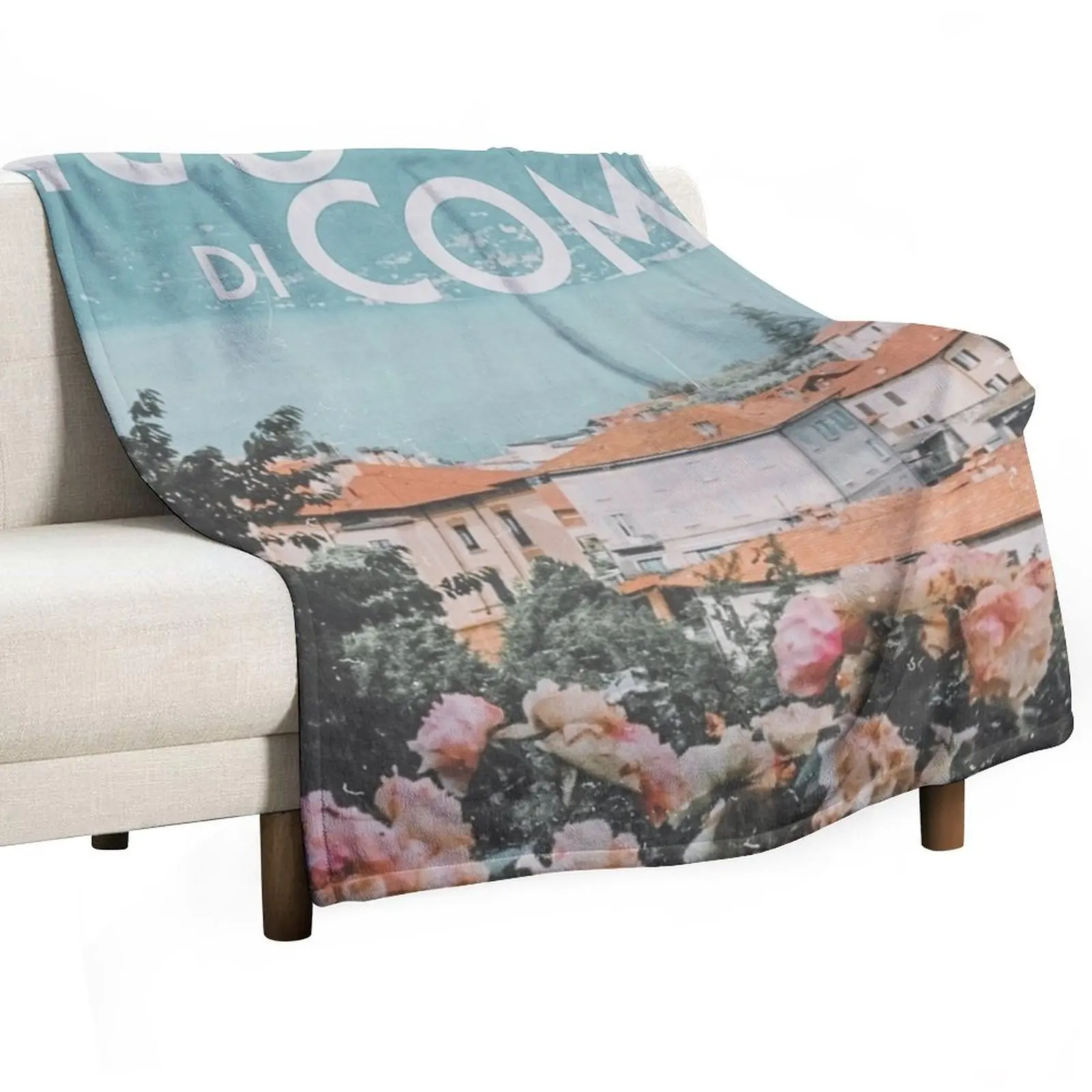 

LAKE COMO PRINT Throw Blanket Flannel Fabric Personalized Gift Soft Beds Blankets