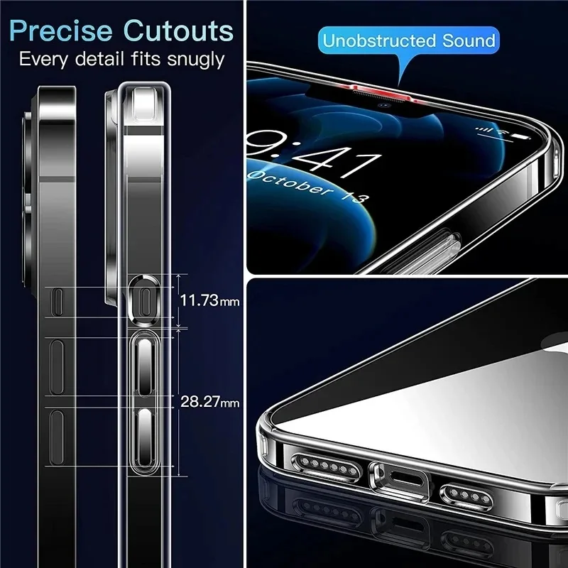 Clear Phone Case For iPhone 14 11 12 13 15 Pro Max Silicone Soft TPU Cover Case For iPhone 12 mini7 8 Plus X XS Max Back Cover