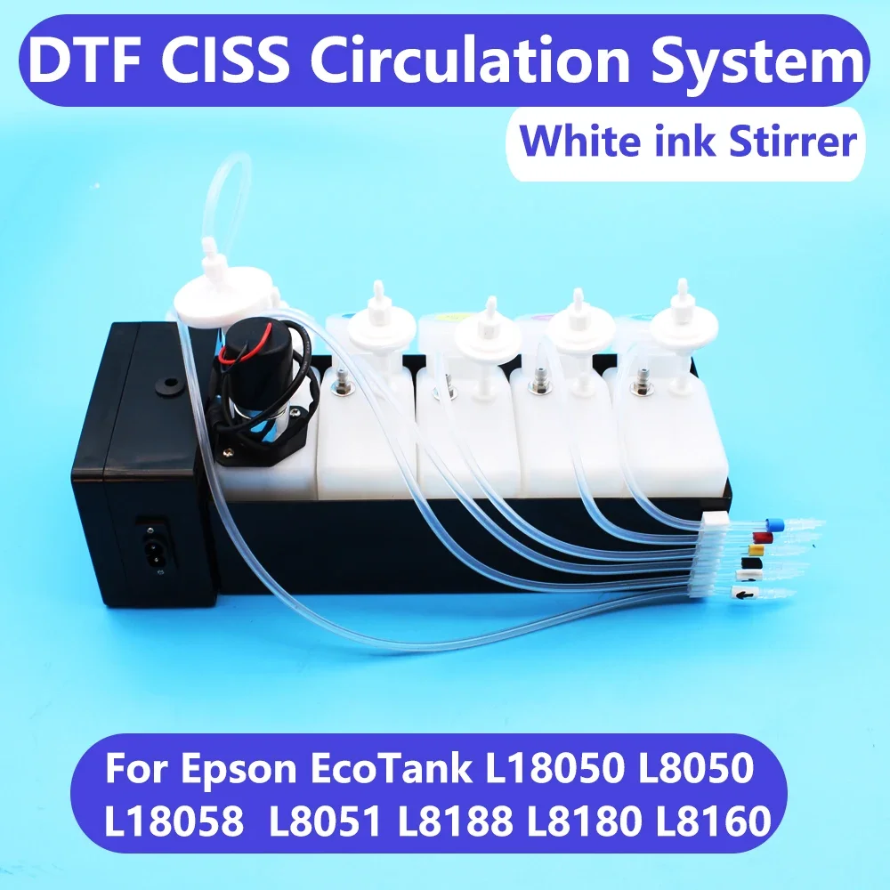 Imagem -04 - Tinta Branca Shaker Dispositivo Converter Kit Dtf Sistema Ciss Adequado para Epson 8550 L1800 L800 L18050 Et8550 L8050 Impressora Circulação Branca