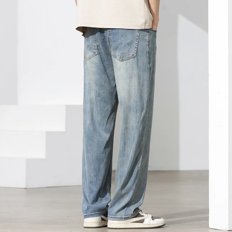 2024 Spring and Summer New Lyocell Denim Loose Straight Simple Casual Pants Jeans baggy jeans wide leg jeans streetwear