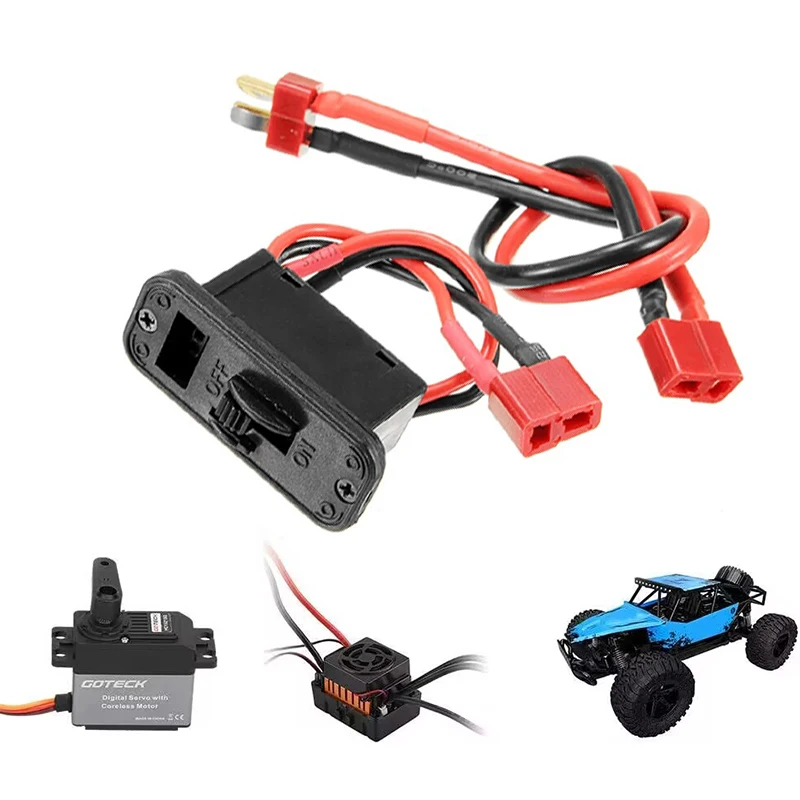 Deans Switch High Current LiPo Battery On/Off Power Switch With Optional Deans T Plug Connector Extension Wire Cable 18awg 200mm