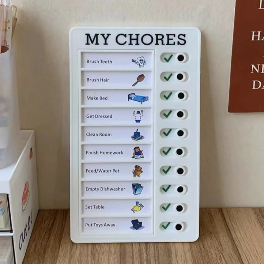 Portable Plastic Chore Chart Reusable Erasable My Chores Checklist Board Sliding Type To Do List Board Home Study