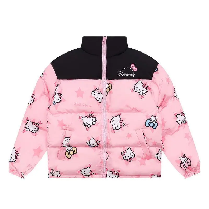 ChimStar-Manteau en duvet imprimé Hello Kitty pour femme, veste rembourrée en coton assressenti, vêtements d'hiver chics, mignon, Chine, nouveau, JXJacket