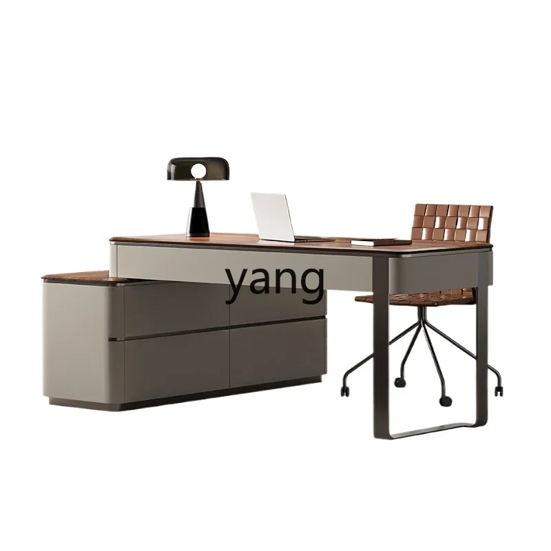 LTT minimalist desk chest group solid wood computer light luxury corner desk