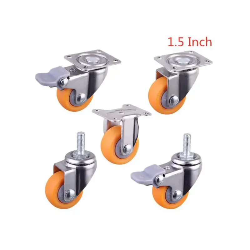 4 Packs 1.5 Inch Screw Caster Orange PP Furniture Mute Display Cabinet Wheel