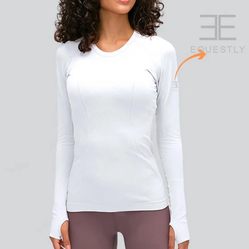 Dames Paardensport T-shirts Zacht Paardrijden Tops met lange mouwen Dames Ruiter Show Basislaag Training T-shirt Draag kleding
