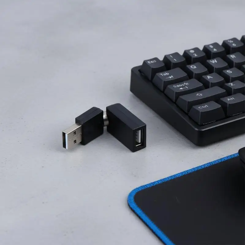 USB Adapter 360 Degree Rotating Male to Female Swivel Angle Support for PC Laptop TV Gaming Setup Durability
