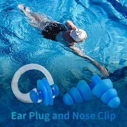 Bouchons d'oreille en silicone souple réutilisables, accessoires de natation étanches, ensemble de clips antarctiques, 1/5 pièces