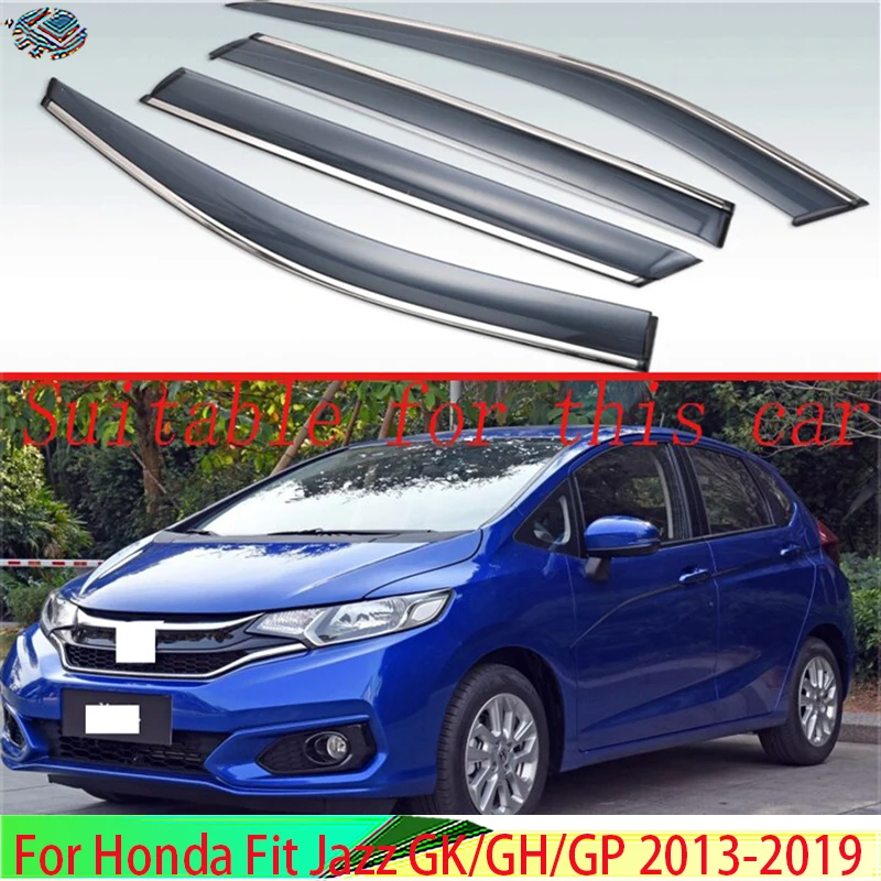 For Honda Fit Jazz GK/GH/GP 2013-2019 Plastic Exterior Visor Vent Shades Window Sun Rain Guard Deflector 4pcs 2015 2017 2018