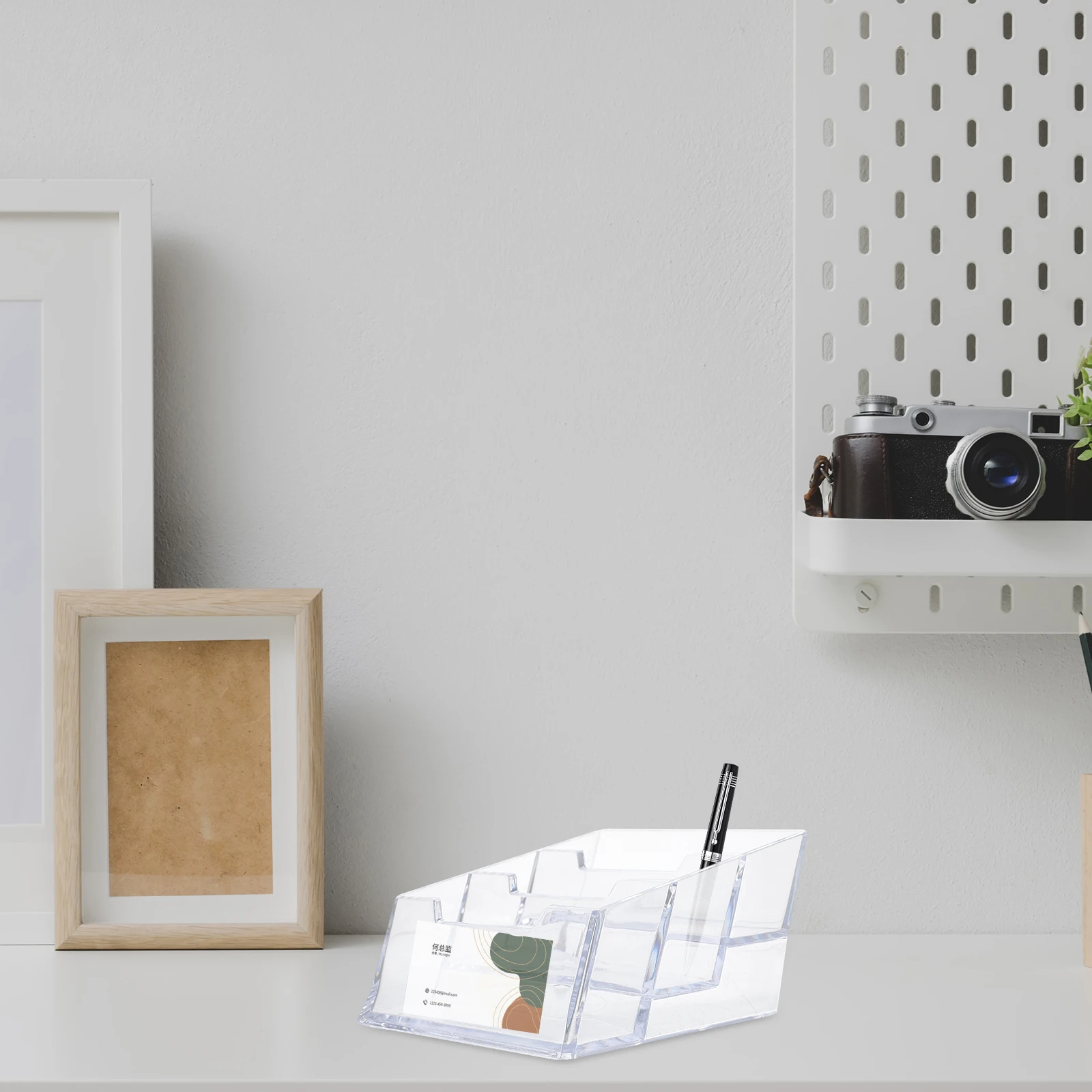 

2 Pcs Business Card Holder Organizer for Desk Boxes Container Transparent Case Buisness Cards Office Desktop Name Supplies