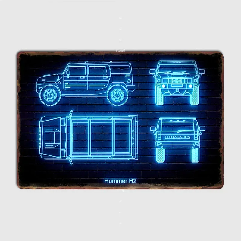 

Hummer H2 Neon Sign Retro Posters Metal Poster Pub Sign Garage Club Bar Indoor Wall Room Decoration Home Decor