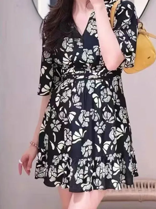 

Летнее платье Quali Summer Vaion Sle BA Home Love Orchid с ярким цветочным принтом, плиссированное, с завышенной талией, для женщин