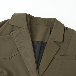 Eam dunkelgrüne unregelmäßige Frauen weibliche große Größe Neues Revers Langarmanpassung Lose Einstellung Fashion Spring Herbst 2024 1DE27950 8 Hauptverkäufe hauptsächlich lang -Green Female - №2