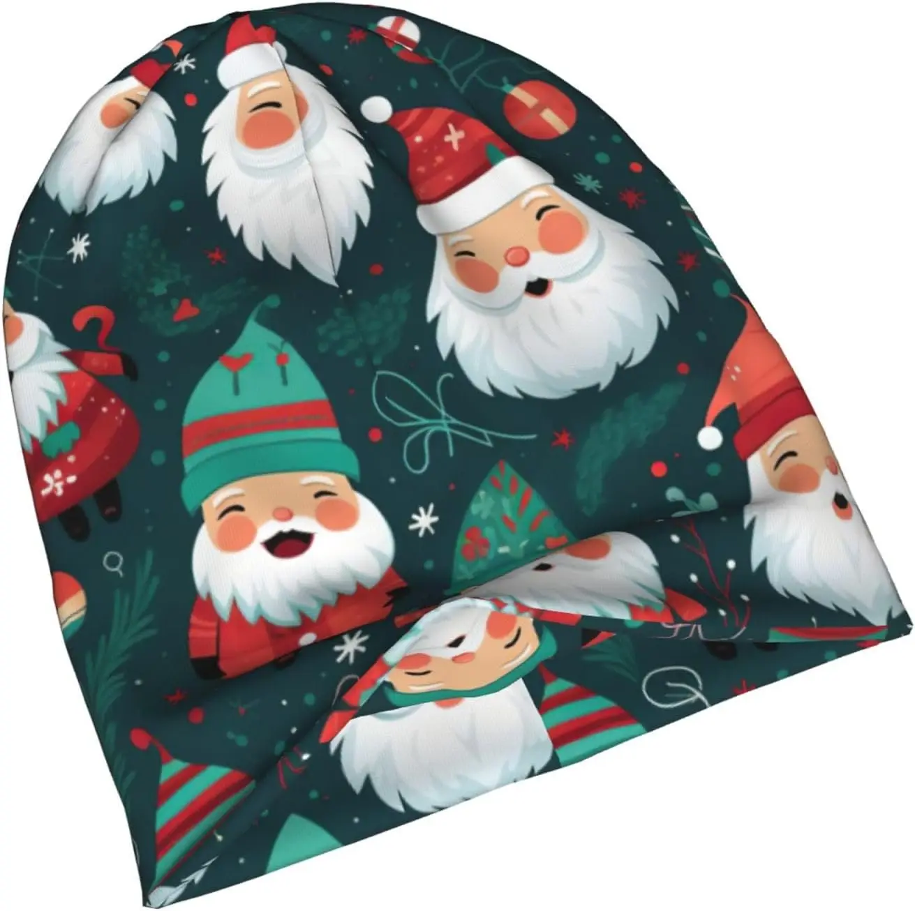 Cappello a cuffia per adulti unisex con stampa natalizia Cappello invernale caldo e slouchy per esterni Cappello lavorato a maglia multifunzionale