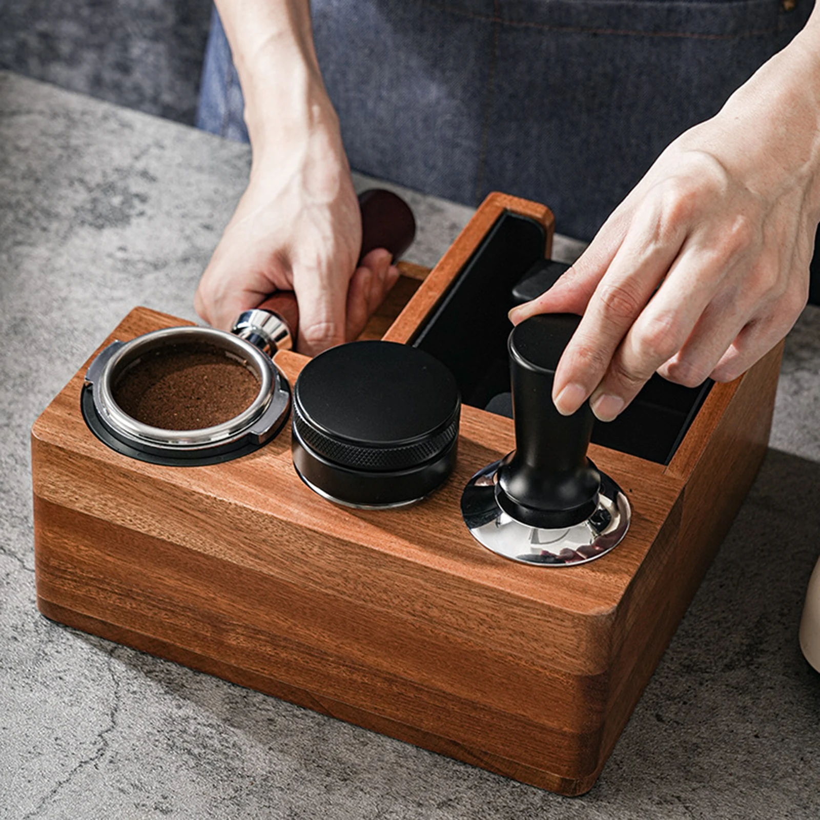 

51-53mm/58mm Espresso Knock Box Removable Wooden Coffee Organizer Box for Storage Coffee Tamper Holder Station Barista Tools