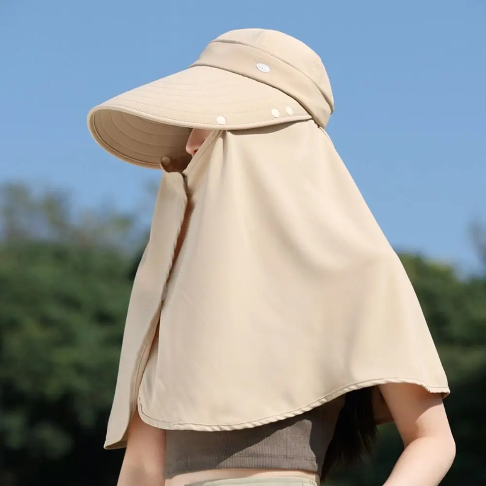 

Foldable Wide Brim Shawl Fisherman Hat Sunscreen Neck Protection Hiking Bucket Hat Visors UV Anti Women Sun Hat Summer